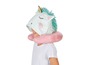 Ein rosa Nackenstützkissen mit einem Einhorn-Schlafmaske.