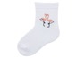Weiße Socke mit Flamingo-Motiv.