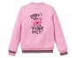 Ein rosafarbenes Sweatshirt mit einem Flamingo-Druck und dem Text 'Every day is a pink daly'.