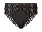 Schwarze Unterhose mit Spitze und glänzendem Finish.