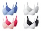 Vier Paar BHs in verschiedenen Farben.