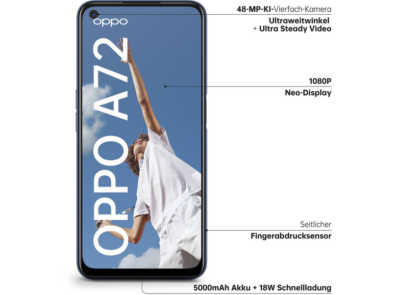 Gehe zu Vollbildansicht: Oppo Smartphone A72 - Bild 2