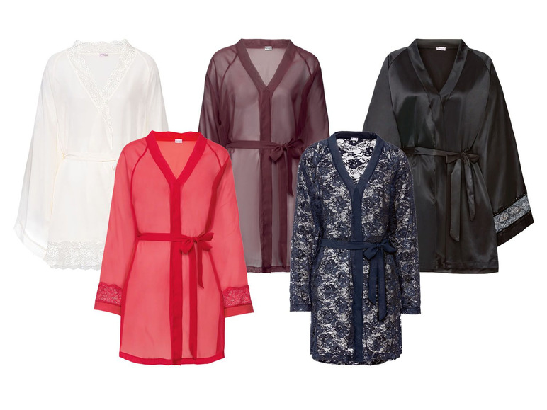 Gehe zu Vollbildansicht: ESMARA® Kimono/ Morgenmantel Damen, mit Bindegürtel - Bild 1