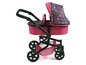 Ein rosa Puppenwagen mit Sternenmuster.