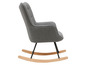 Grauer Stoffsessel mit Holz-Schaukelgestell