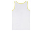 Weißes Tanktop mit gelbem Besatz.