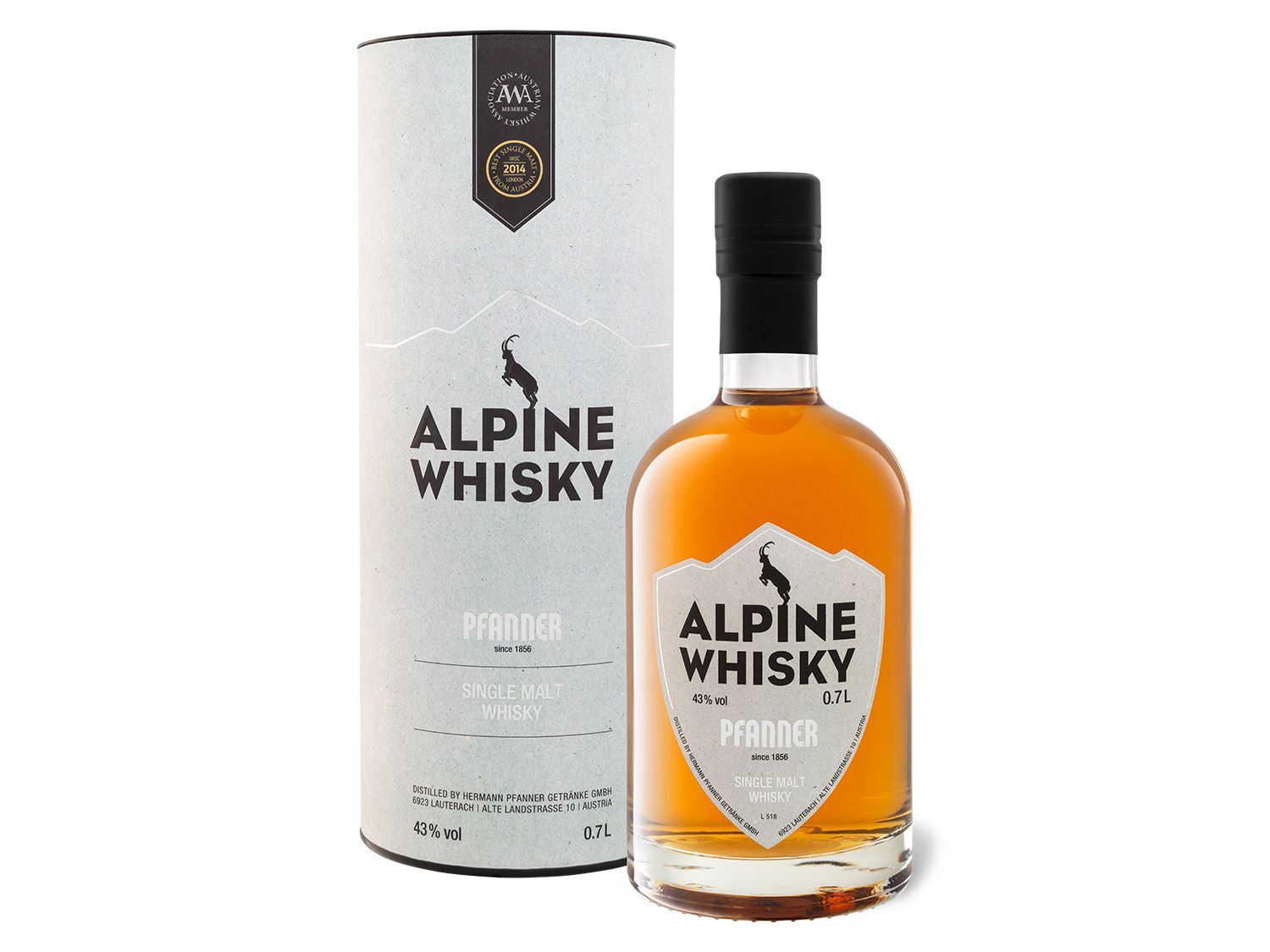 43% Geschenkbox Single Alpine Malt mit Whisky Pfanner …