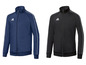 Zwei Adidas Trainingsjacken, eine blaue und eine schwarze.