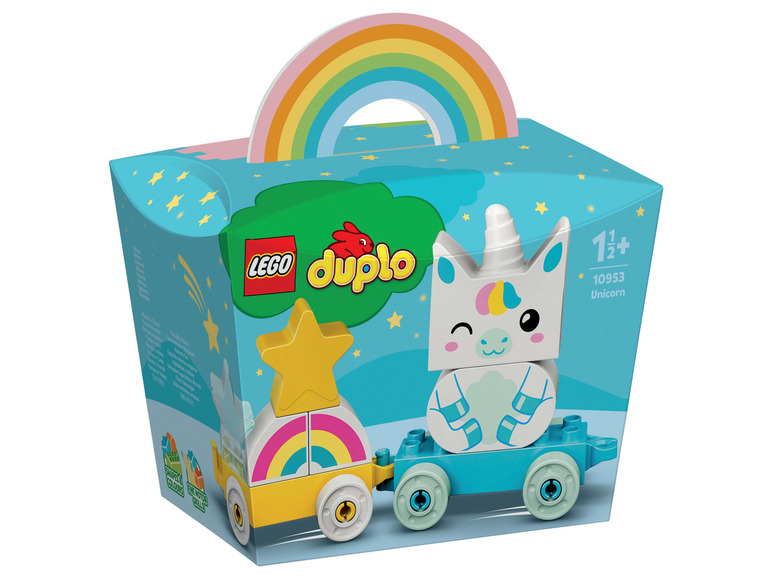 Lego Duplo Set mit Einhorn und Regenbogen.