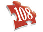 Ein rotes Puzzleteil mit der Nummer 108.