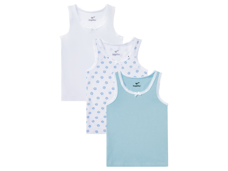Gehe zu Vollbildansicht: lupilu Kleinkinder Mädchen Unterhemden, 3 Stück, mit Bio-Baumwolle - Bild 2