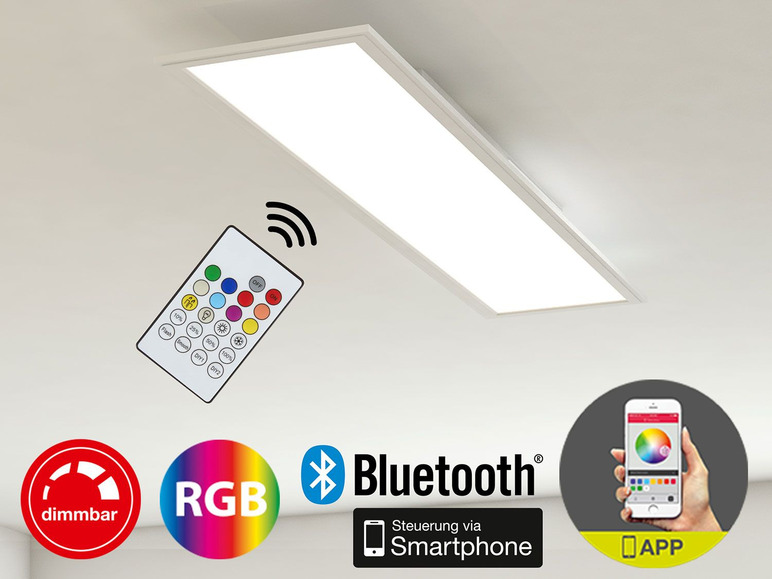 Gehe zu Vollbildansicht: Briloner RGB LED Decken-Panel, inkl. Fernbedienung und App Steuerung, dimmbar, Farbtemperatursteuerung - Bild 4