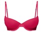 Ein rosa BH mit glatten Cups und zarter Spitze.