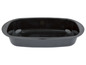 Eine schwarze rechteckige Backform mit emailliertem Finish.