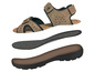 Sandalen aus Sandfarbenem Leder mit Footflexx-Sohlen.
