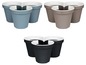 Drei Lechuza Cube Pflanzkübel in Blau, Braun und Schwarz