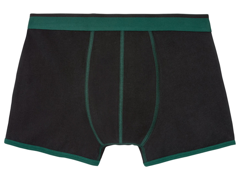 Schwarze Boxershorts mit grünem Saum.
