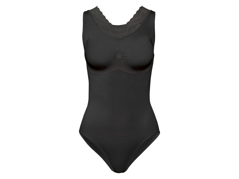 Ein schwarzer Body mit Spitzendetails.