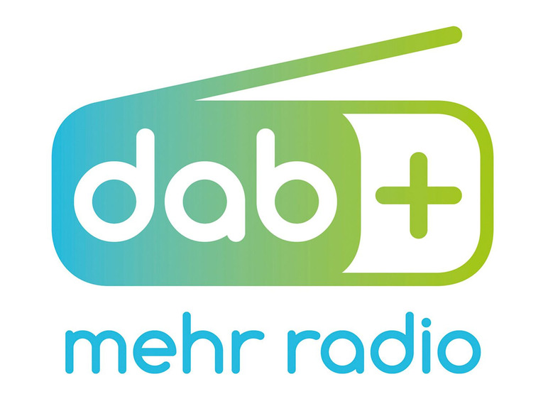 Logo von DAB+ mit dem Text 'mehr Radio'.