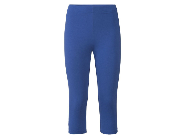 Blaue Capri-Leggings für Damen.
