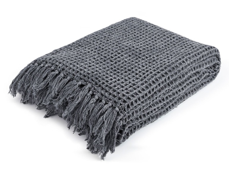 Gehe zu Vollbildansicht: MAGMA Plaid »Waffle«, 130 x 170 cm, Wohndecke, Fransen, stonewashed, Baumwolle - Bild 12