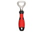 Ein roter Flaschenöffner mit einer Metallkappe.