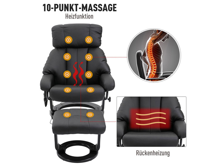 Gehe zu Vollbildansicht: HOMCOM TV Sessel und Hocker mit Massage- und Heizfunktion - Bild 5