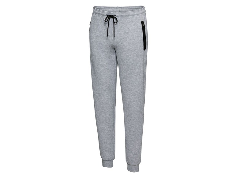 Graue Jogginghose mit schwarzen Details.