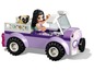 LEGO Friends Auto mit einer Figur, einem Hund und Zubehör.