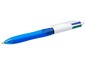 Ein blauer BIC-Stift mit vier Farben Tinte.