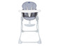Ein Chicco Hochstuhl mit weißem Tablett und grauem Sitz.