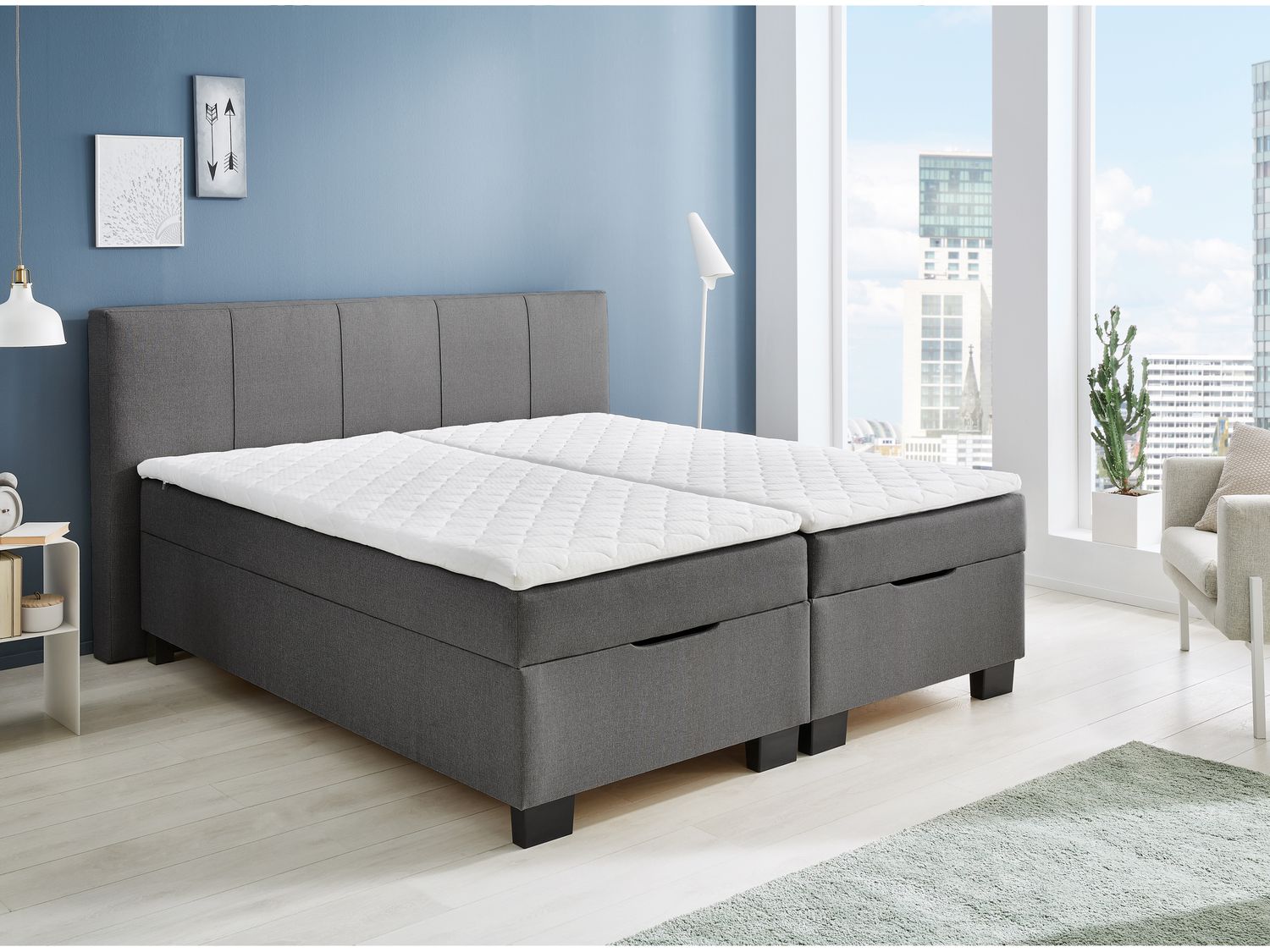 Thumbnail - SUN GARDEN Bett in Boxspringoptik „TOWNSVILLE“ (Anthrazit)