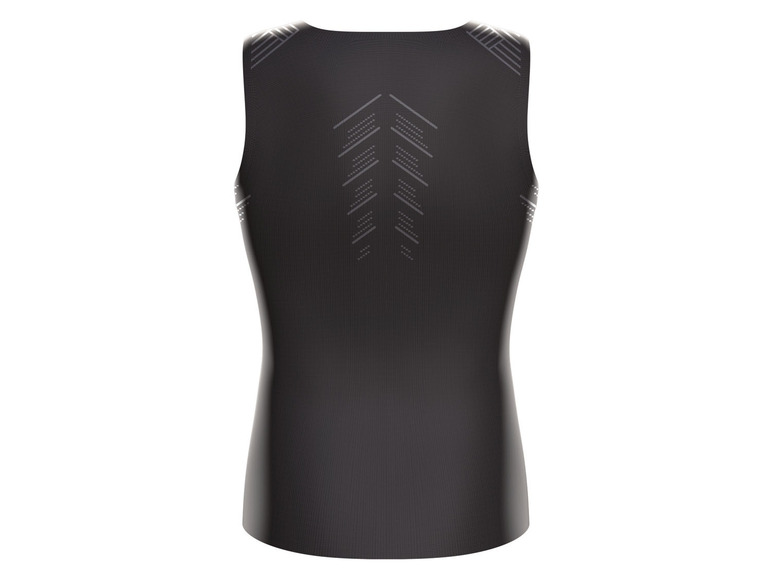 Ein schwarzes Sport-Tanktop mit geometrischem Muster.