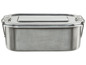 Eine Edelstahl-Lunchbox mit Deckel.