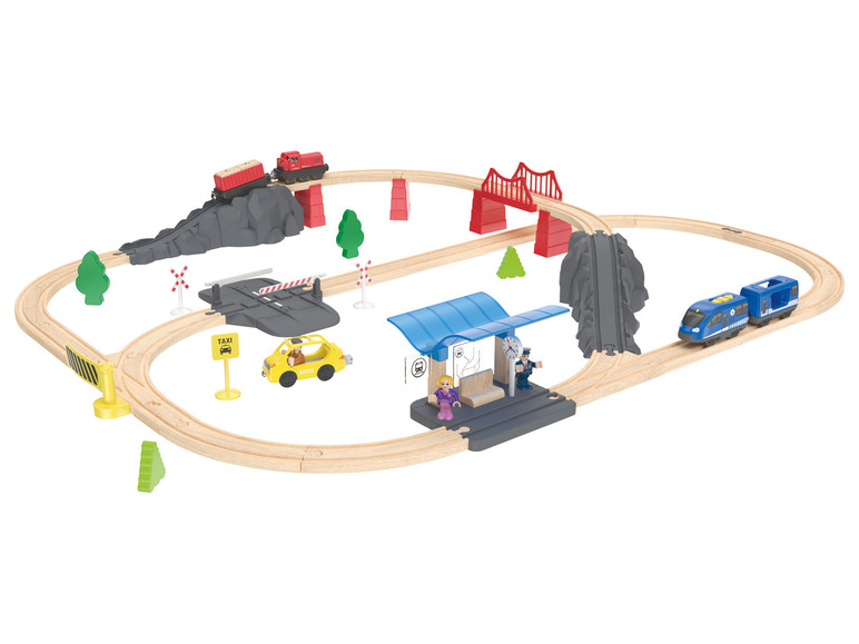 Gehe zu Vollbildansicht: Playtive Eisenbahn-Set, aus Echtholz - Bild 1