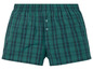 Grüne karierte Boxershorts mit Knöpfen.
