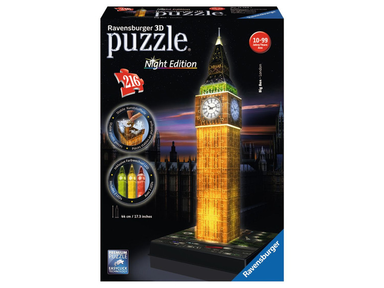 Gehe zu Vollbildansicht: Ravensburger 3D Puzzle Big Ben bei Nacht - Bild 1