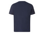 Ein dunkelblaues T-Shirt mit kurzen Ärmeln.