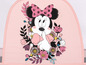 Minnie Mouse mit Blumenmuster auf rosa Hintergrund.