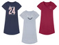 Drei Damen-Nachthemden mit Prints: 'Sleeping 24', 'Très chic' und 'Sleep is life'.