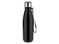 Eine schwarze Thermosflasche mit Marmor-Muster und Tragegriff.