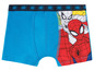 Blaue Boxershorts mit Spider-Man-Motiv.