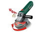 Eine grüne Parkside Winkelschleifer mit rotierender Scheibe.