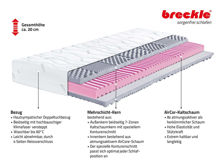 Gehe zu Vollbildansicht: Breckle 7-Zonen Kaltschaum-Matratze »ECO Smart KS« - Bild 3