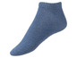 Blaue Socken mit Knöchelhöhe.