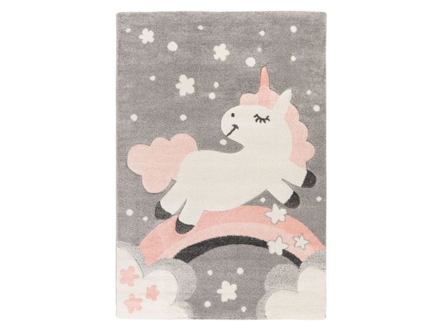 KAYOOM Kinder-Motivteppich (Einhorn grau, 120cm x 170cm) | 4056216921673X