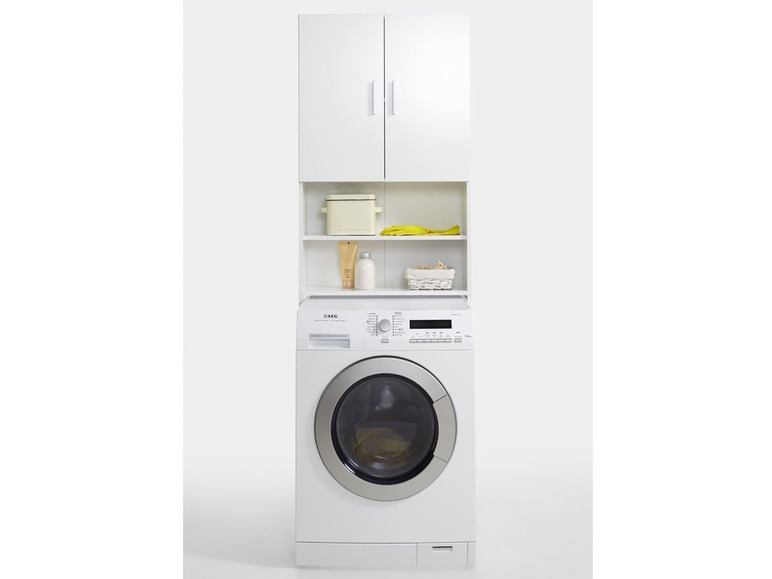 Gehe zu Vollbildansicht: FMD Waschmaschinen Überbau, 2 Türen, 2 höhenverstallbare Ablagen - Bild 3
