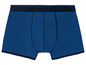 Ein Paar blaue Boxershorts mit einem dunkelblauen Bund.