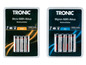 Zwei Packungen mit wiederaufladbaren Batterien der Marke TRONIC, AAA und AA.