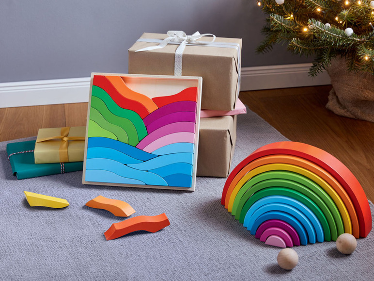 Gehe zu Vollbildansicht: PLAYTIVE® Holz Spielzeug Montessori, regenbogenfarben - Bild 3